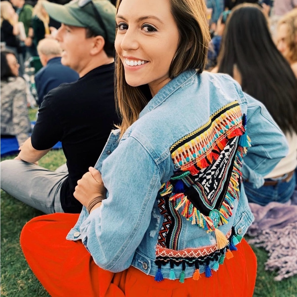 Velzera Multicolor Embellished Jean Jacket